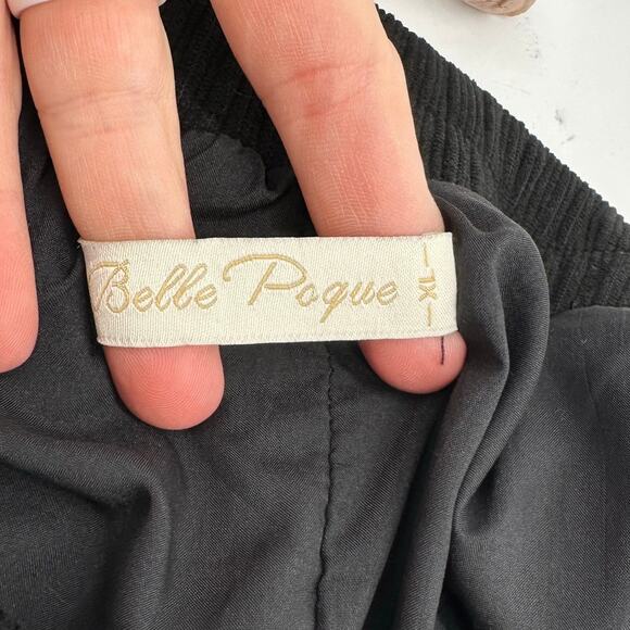 Belle Poque Womens Black Corduroy Flowy Pleated Maxi Skirt Size XL - Picture 13 of 16